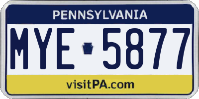 PA license plate MYE5877