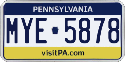 PA license plate MYE5878