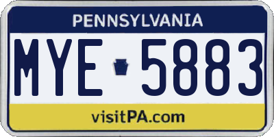 PA license plate MYE5883