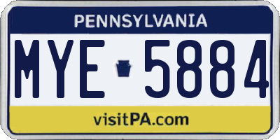 PA license plate MYE5884