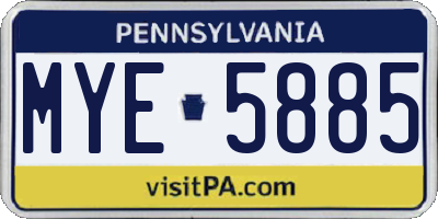 PA license plate MYE5885