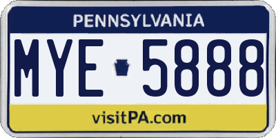 PA license plate MYE5888