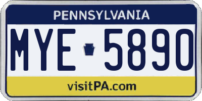 PA license plate MYE5890