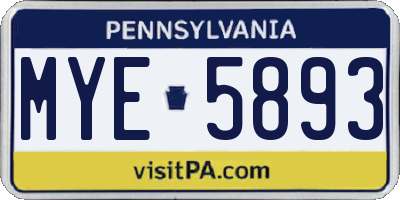 PA license plate MYE5893