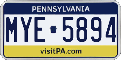 PA license plate MYE5894