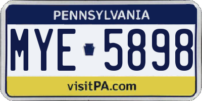 PA license plate MYE5898