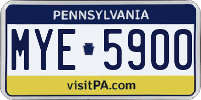 PA license plate MYE5900