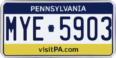 PA license plate MYE5903
