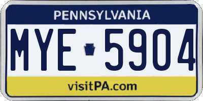 PA license plate MYE5904