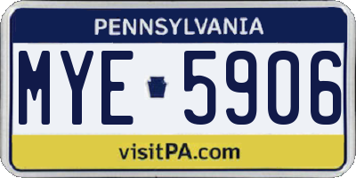 PA license plate MYE5906