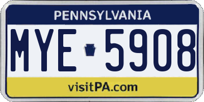 PA license plate MYE5908