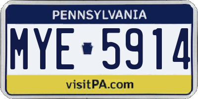 PA license plate MYE5914