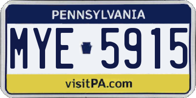 PA license plate MYE5915