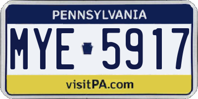 PA license plate MYE5917