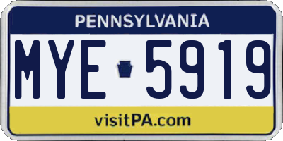 PA license plate MYE5919