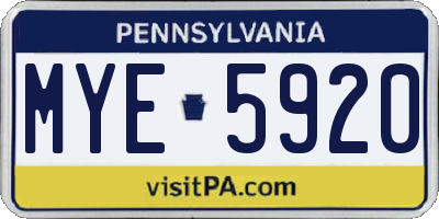 PA license plate MYE5920