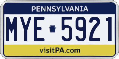 PA license plate MYE5921