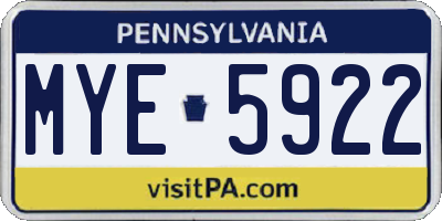PA license plate MYE5922