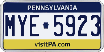 PA license plate MYE5923