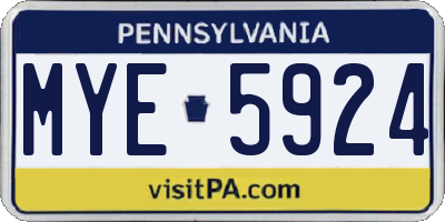 PA license plate MYE5924