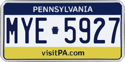 PA license plate MYE5927