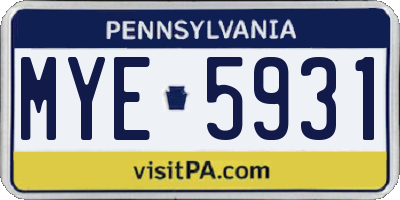 PA license plate MYE5931