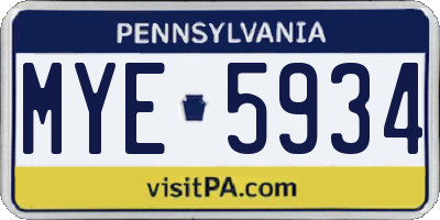 PA license plate MYE5934