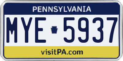 PA license plate MYE5937
