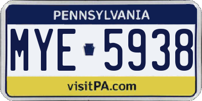 PA license plate MYE5938