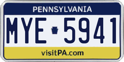 PA license plate MYE5941