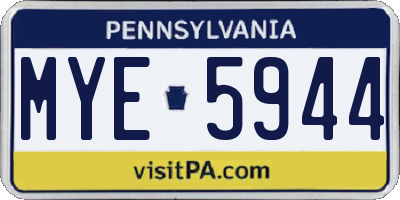 PA license plate MYE5944