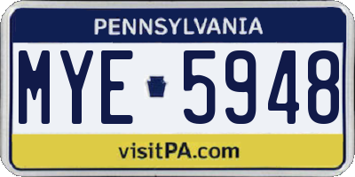 PA license plate MYE5948