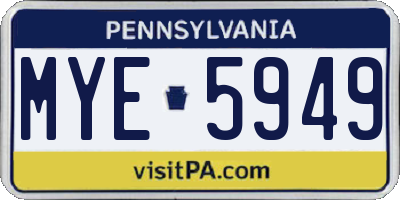 PA license plate MYE5949