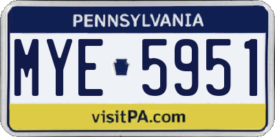 PA license plate MYE5951