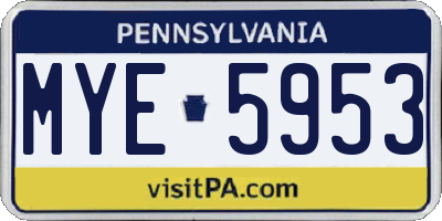PA license plate MYE5953