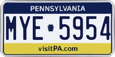 PA license plate MYE5954