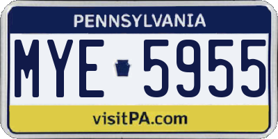 PA license plate MYE5955