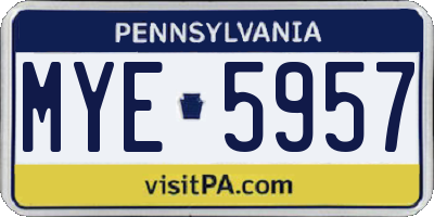 PA license plate MYE5957