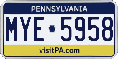 PA license plate MYE5958