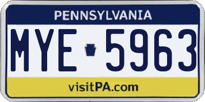 PA license plate MYE5963