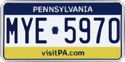 PA license plate MYE5970