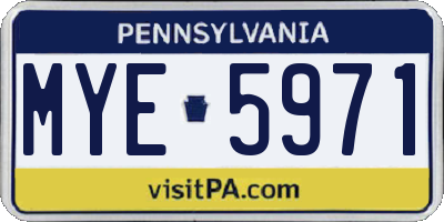 PA license plate MYE5971