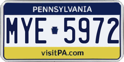 PA license plate MYE5972