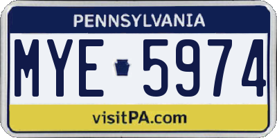 PA license plate MYE5974