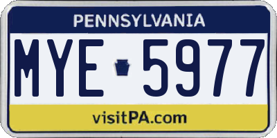 PA license plate MYE5977