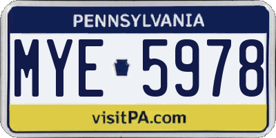 PA license plate MYE5978
