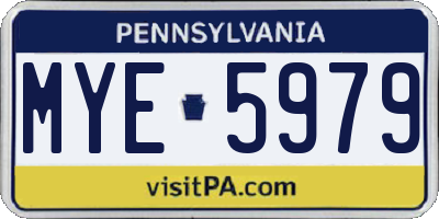 PA license plate MYE5979