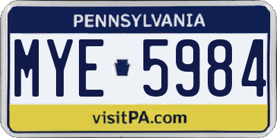 PA license plate MYE5984