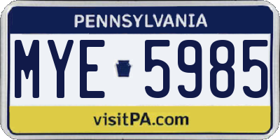 PA license plate MYE5985
