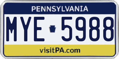 PA license plate MYE5988